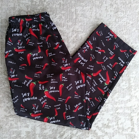 Other - Chef's Baggy Elastic Waist Restaurant Work Pant XL Black Red